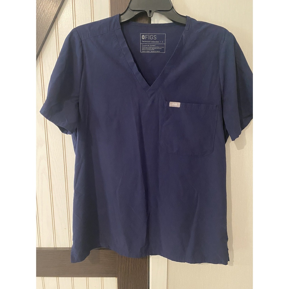 Figs Womens Catarina One-Pocket Scrub Top Navy Blue FW1000 Size Large